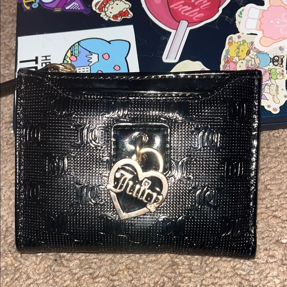 Juicy Couture Black Card Holder with Heart Charm